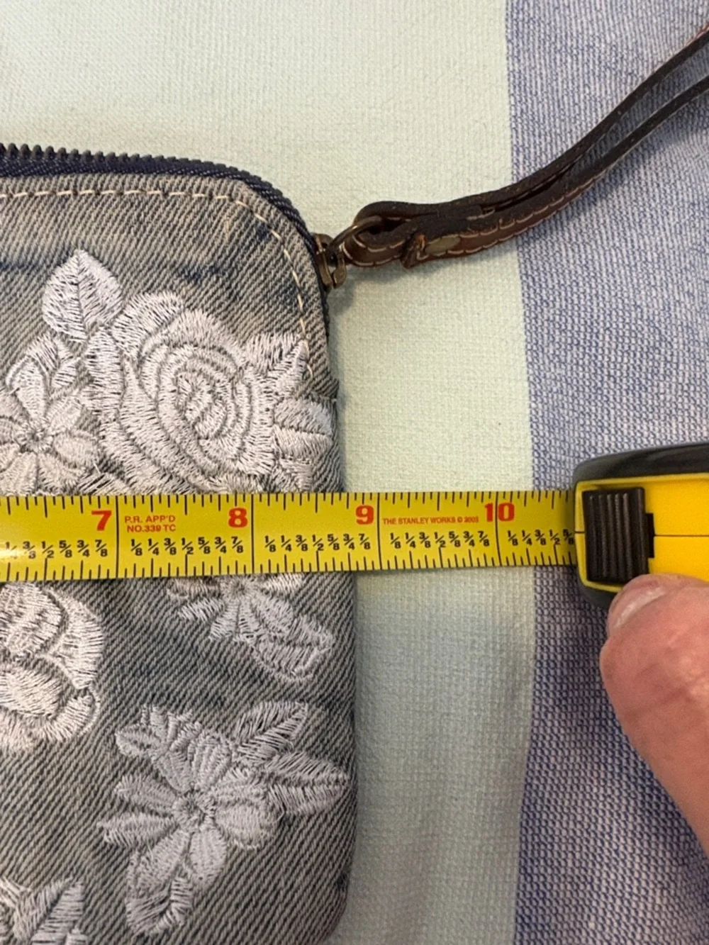 Patricia Nash Gray Floral Embroidered Wristlet - Picture 6 of 7